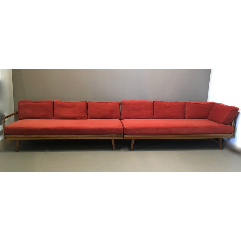 Modular vintage lounge set with 2 sofas and 2 armchairs design 1950.