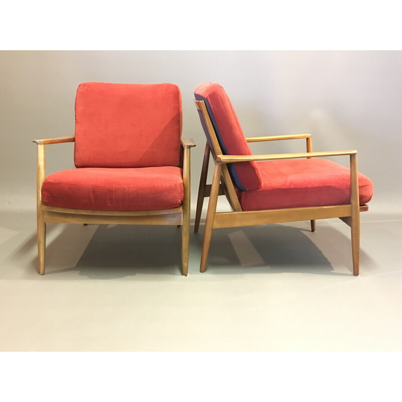 Ensemble modulable vintage de salon avec de 2 canapés et 2 fauteuils design 1950.