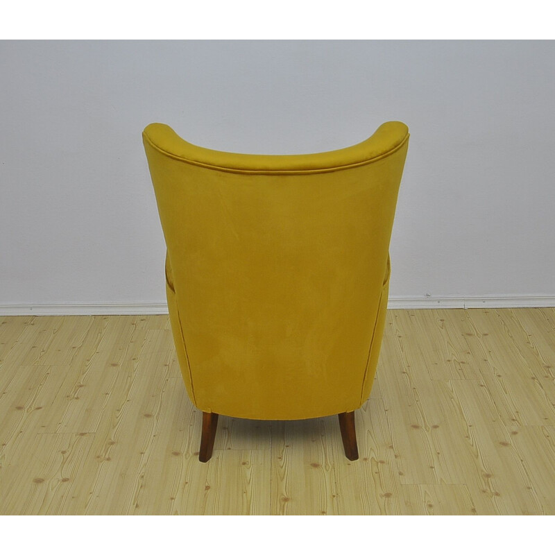 Vintage velvet wing chair, 1950s