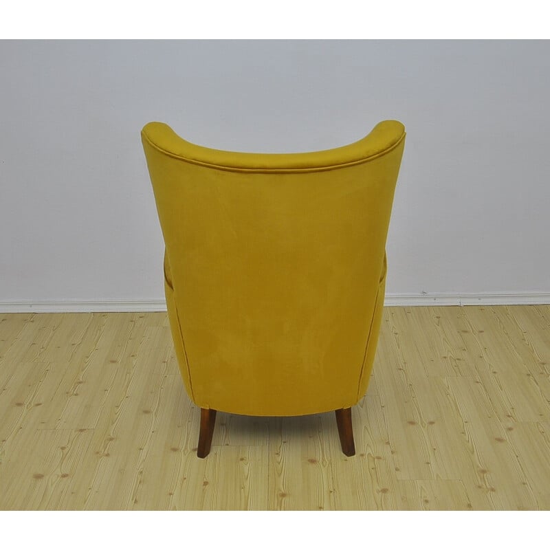 Vintage velvet wing chair, 1950s