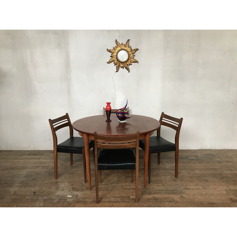 Vintage Scandinavian teak round table, 1960-1970 