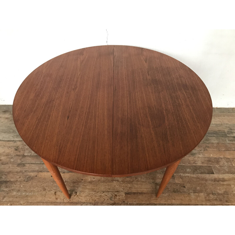 Table ronde vintage scandinave en teck, 1960-1970 