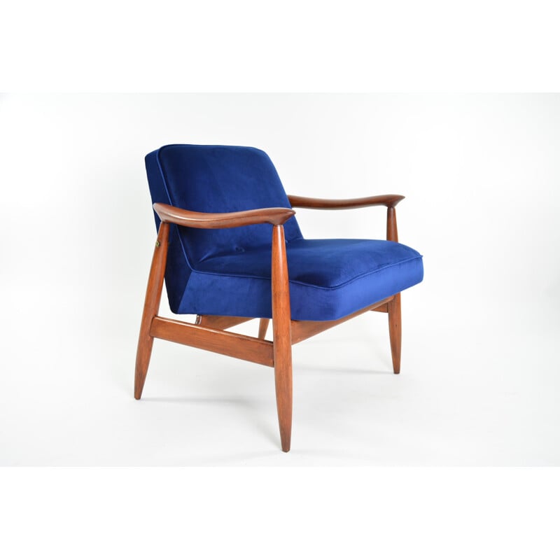 Vintage Warsaw armchair in Kanagawa blue color