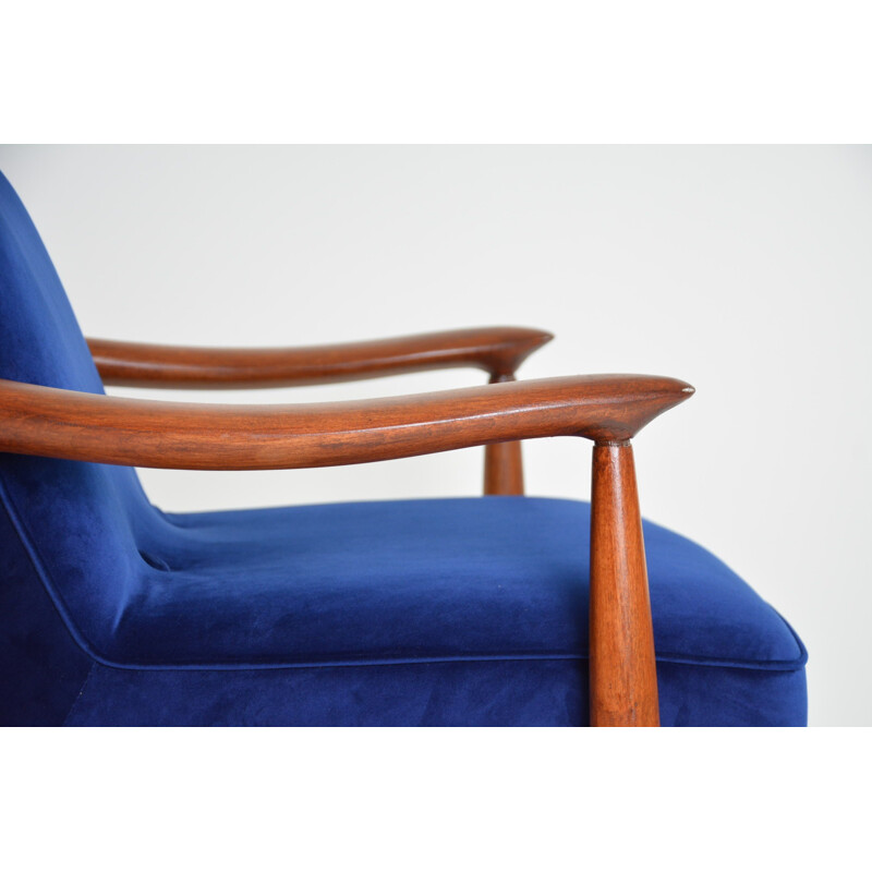 Vintage Warsaw armchair in Kanagawa blue color