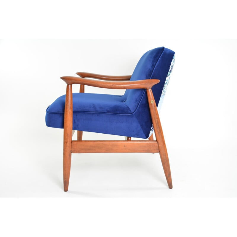 Vintage Warsaw armchair in Kanagawa blue color