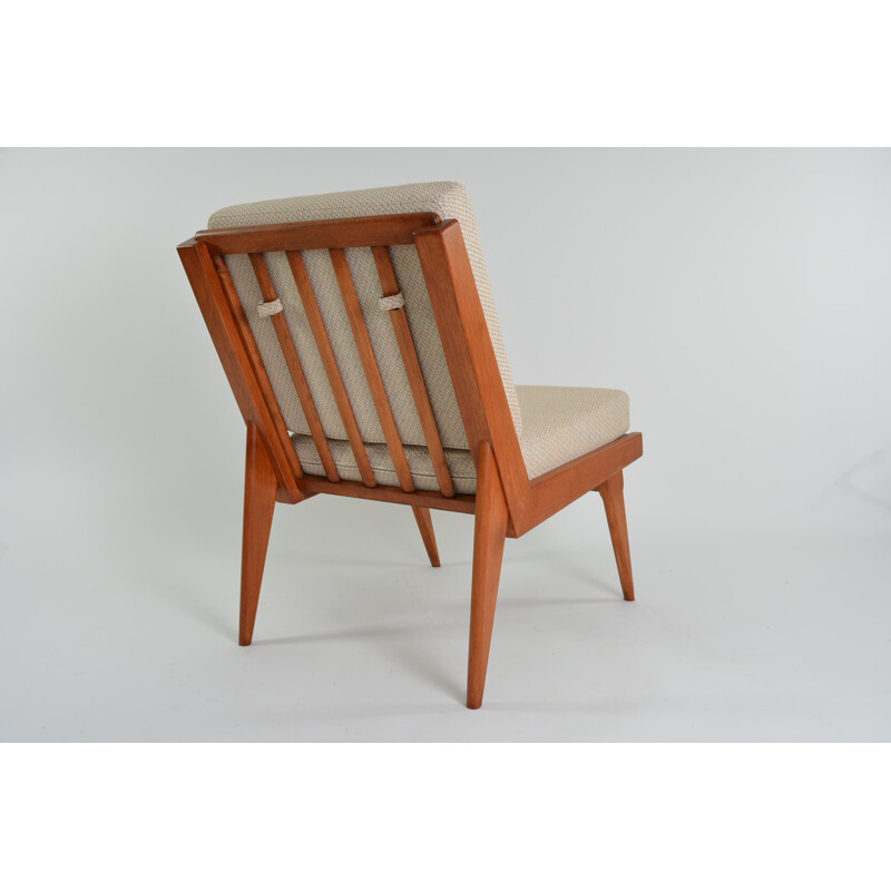 Vintage armchair without armrests beige-chiné, 1970