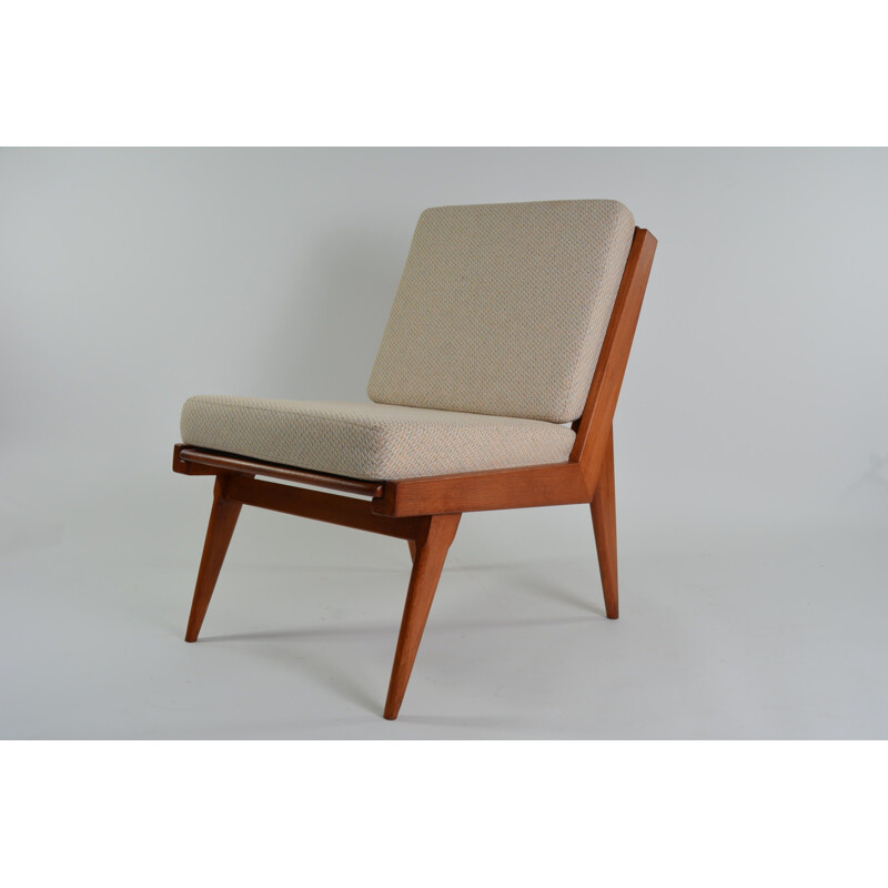 Vintage armchair without armrests beige-chiné, 1970