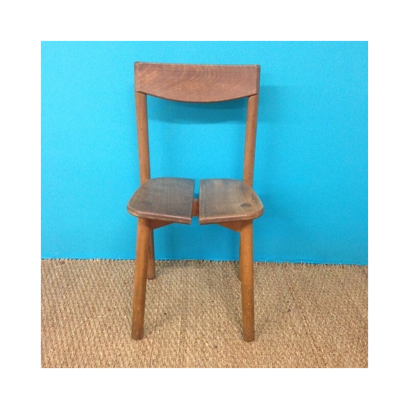 5 chairs in oak, Pierre-DELAYE GAUTIER - 1950s 