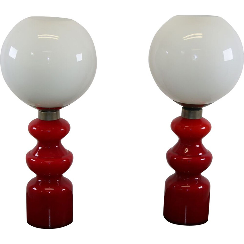 Pair of vintage Space Age Glass Table Lamps, 1960s