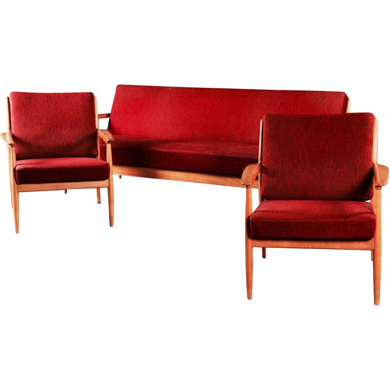 Living room set with convertible sofa and two armchairs by Casala, 1950 