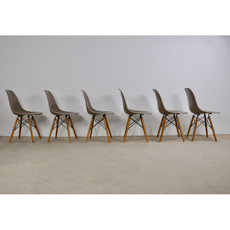 Ensemble vintage de 6 chaises DSW de Charles&Ray Eames pour Herman Miller, 1975