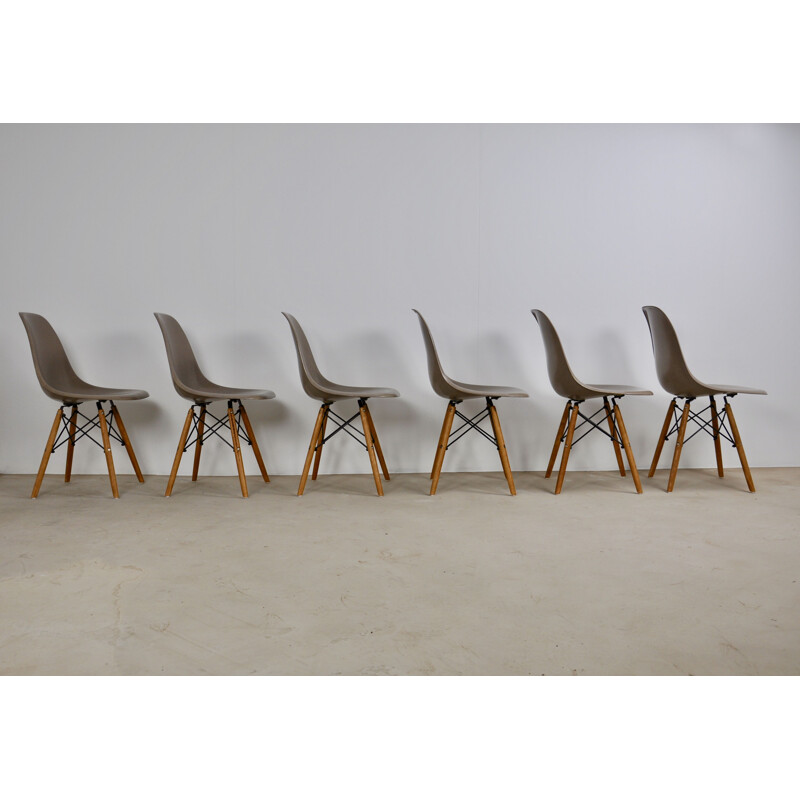 Vintage set of 6 Charles&Ray Eames DSW chairs for Herman Miller, 1975