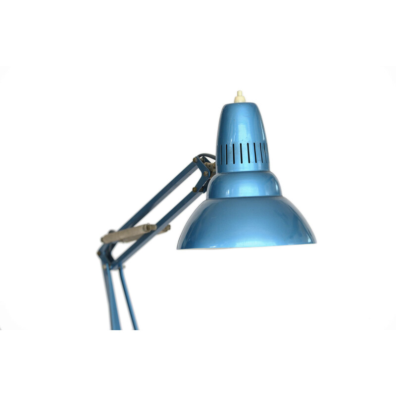 Luxo L-2 metallic blue vintage architect lamp by Jac Jakobsen for Luxo, Norway 1960