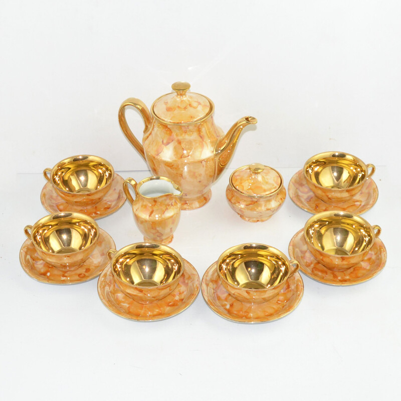 Vintage marbled coffee service by Wałbrzych Wawel, 1970s