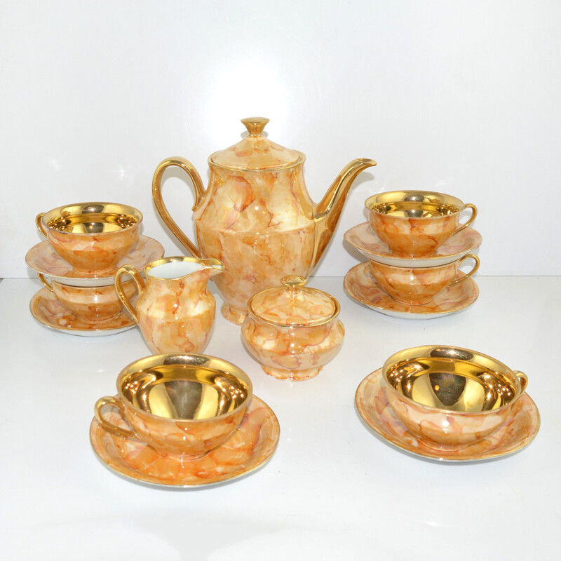 Vintage marbled coffee service by Wałbrzych Wawel, 1970s