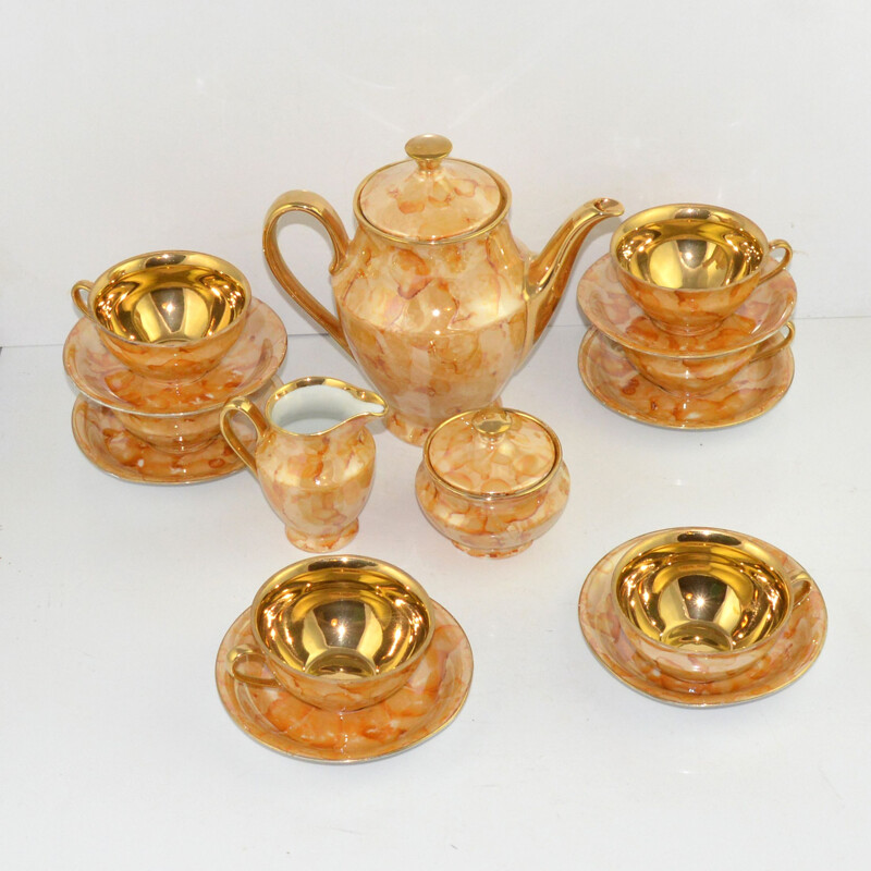 Vintage marbled coffee service by Wałbrzych Wawel, 1970s