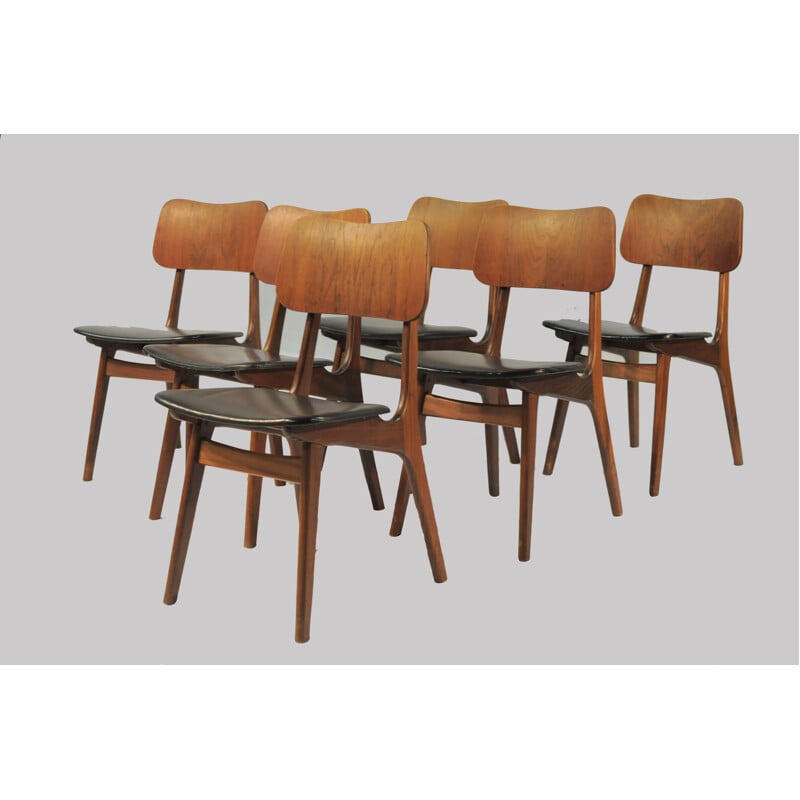 Set of 6 vintage Danish teak dining chairs by Boltinge Stole, 1950