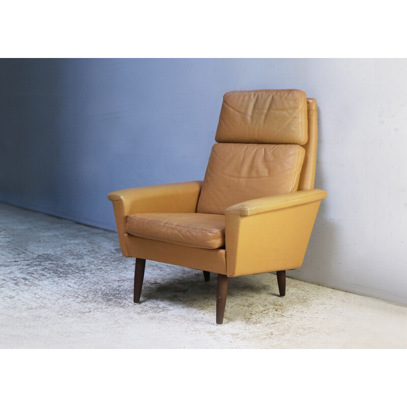 Vintage Danish leather armchair, 1960s 