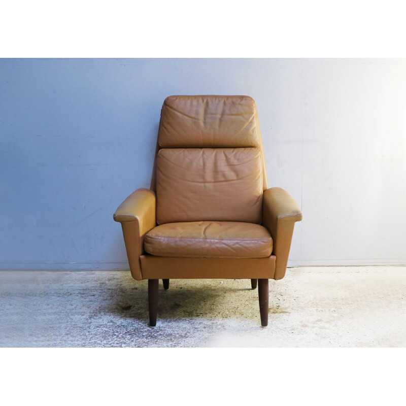 Vintage Danish leather armchair, 1960s 