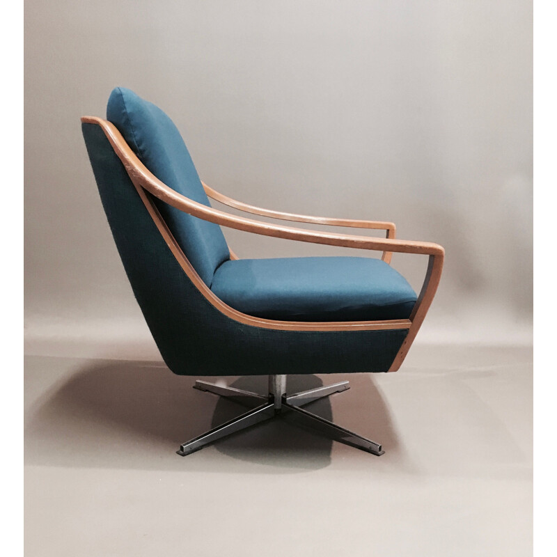 Fauteuil pivotant vintage, Design scandinave, 1950