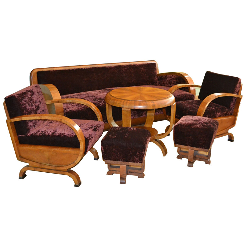 Vintage Art Deco Living Room Set, 1920s