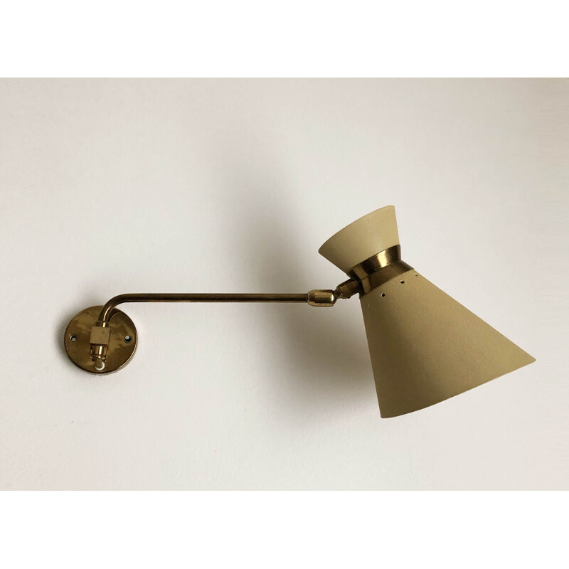 Vintage brass articulated wall light, 1950-1960