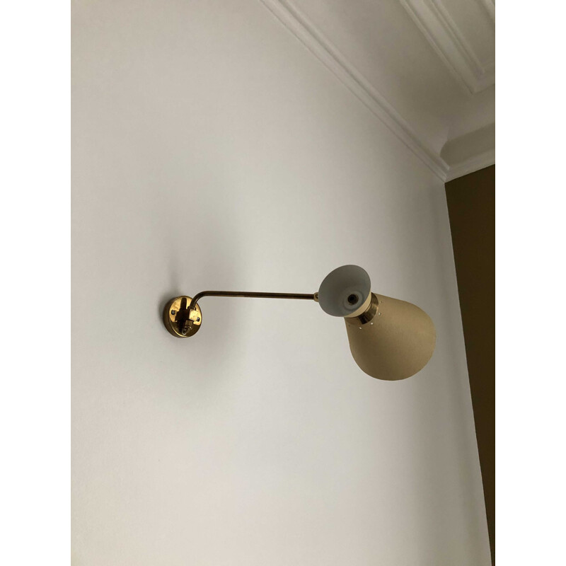 Vintage brass articulated wall light, 1950-1960