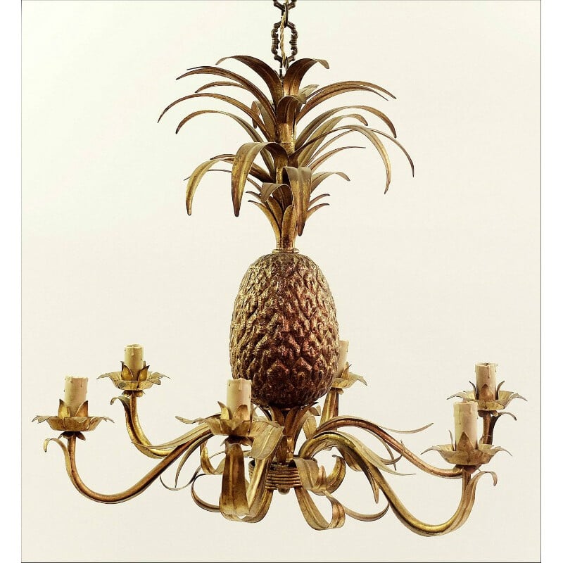 Mid century pineapple chandelier in brass - 1970s