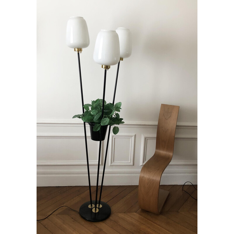 Vintage Italian floor lamp with opaline, 1960