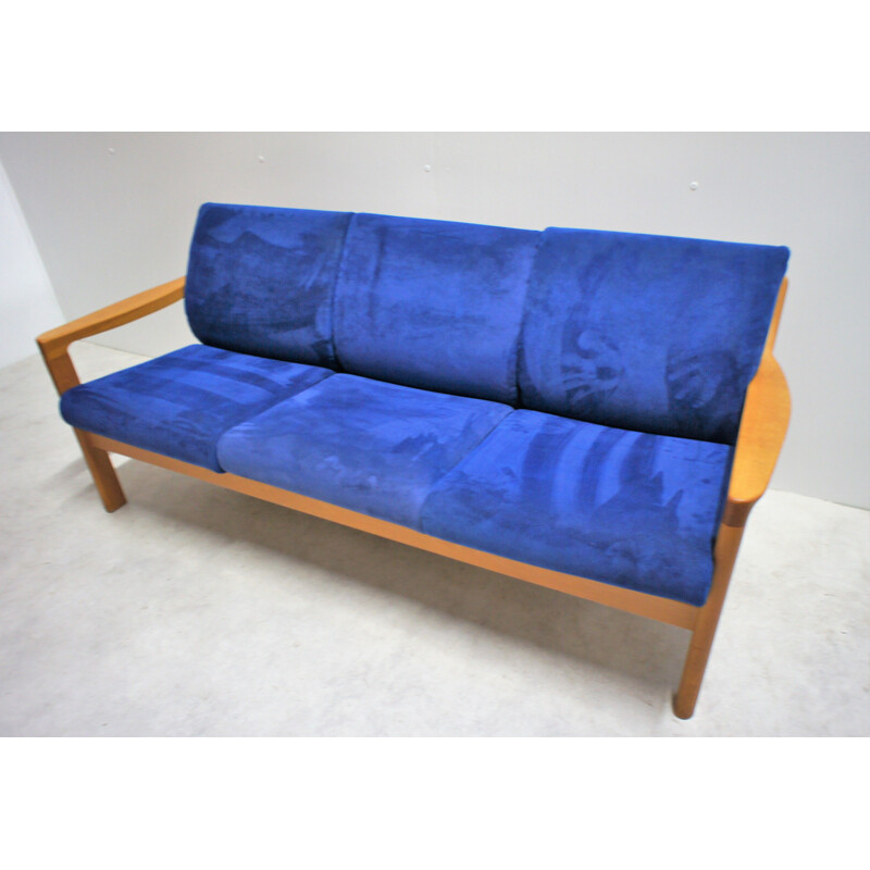 Vintage Scandinavian sofa in natural wood and fabric