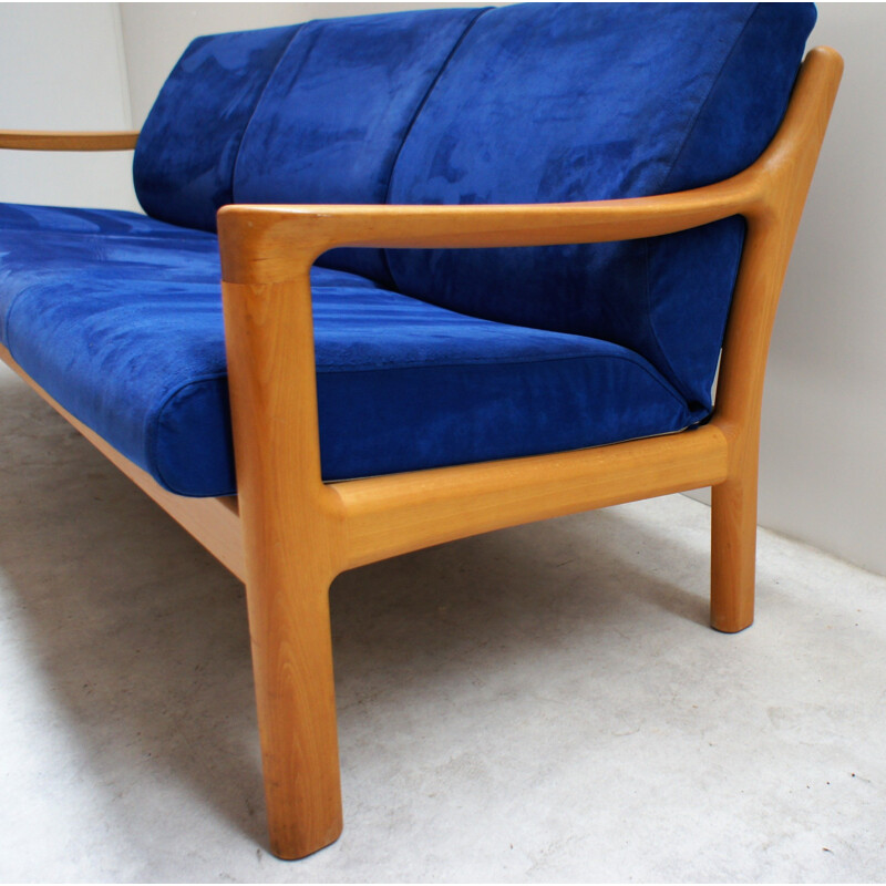 Vintage Scandinavian sofa in natural wood and fabric