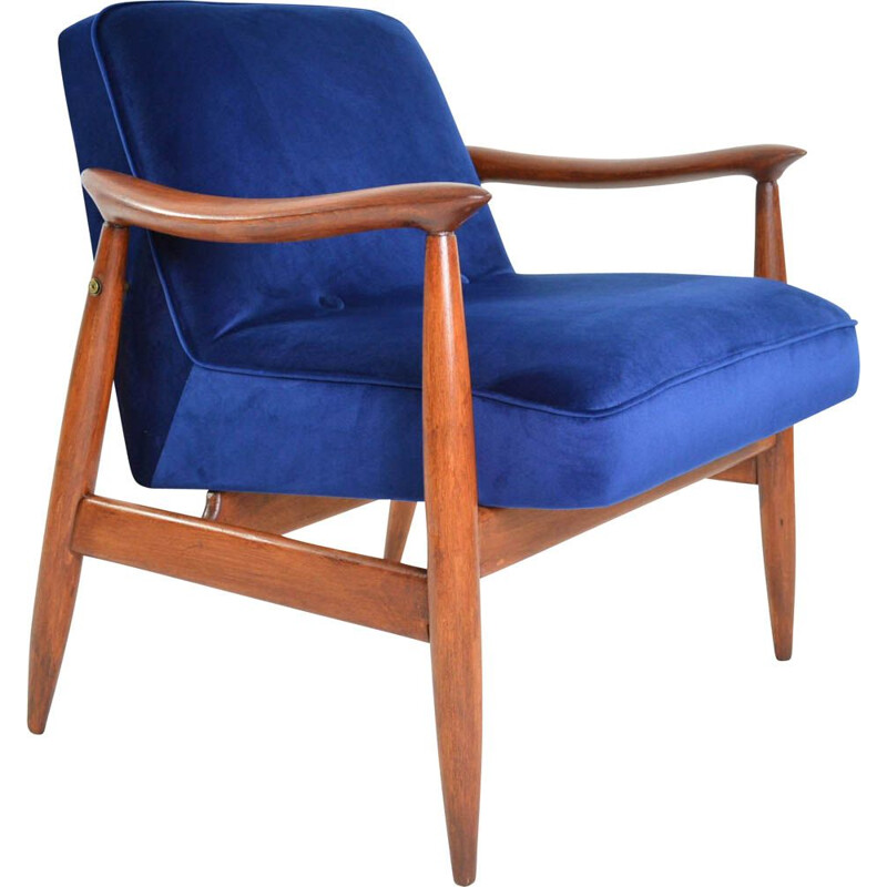 Vintage Warsaw armchair in Kanagawa blue color