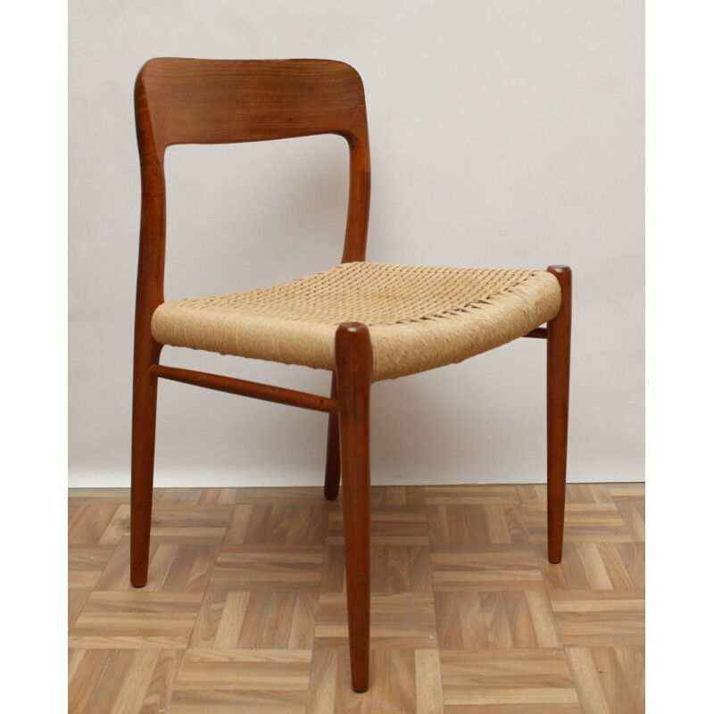 Vintage teak chair by Niels Möller, Model 75, 1960s 