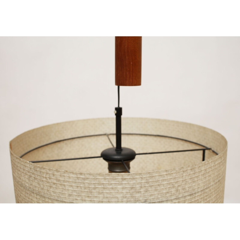 Vintage ceiling light in fiberglass and teak, 1960s 