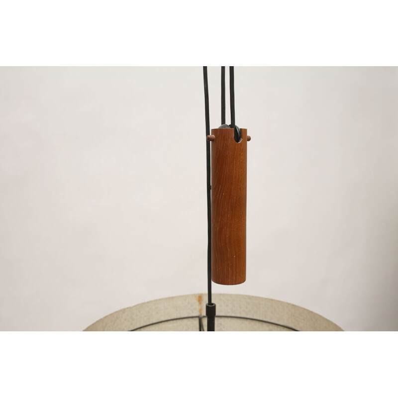 Vintage ceiling light in fiberglass and teak, 1960s 