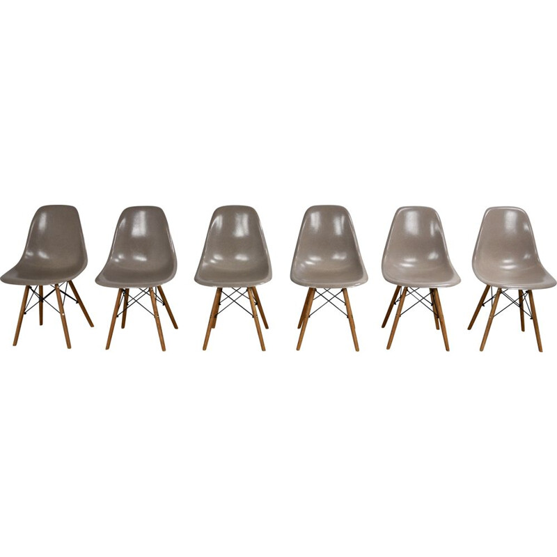 Vintage set of 6 Charles&Ray Eames DSW chairs for Herman Miller, 1975