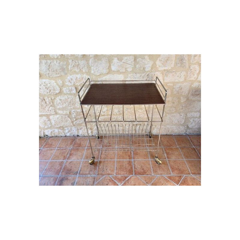 Top vinyl Faux leather storage table vintage 60's 