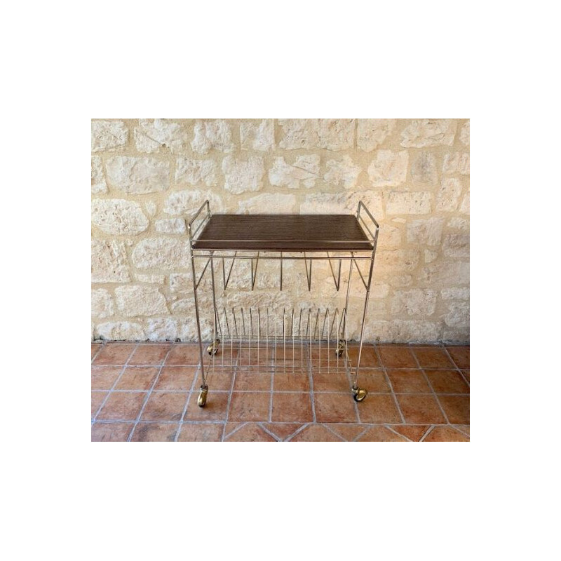 Top vinyl Faux leather storage table vintage 60's 