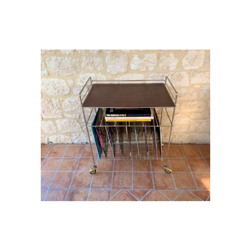 Top vinyl Faux leather storage table vintage 60's 