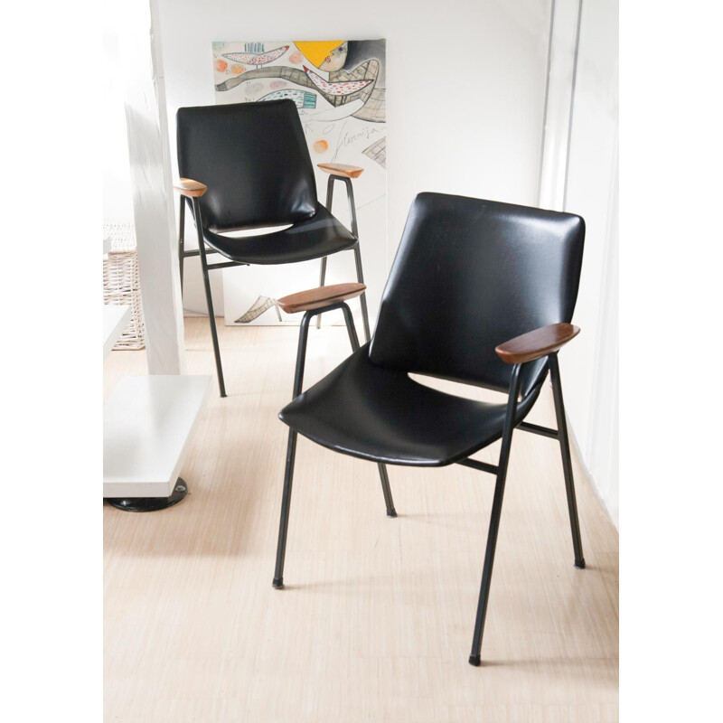 Set of 2 Black Shell Dining Chairs by Niko Kralj for Stol