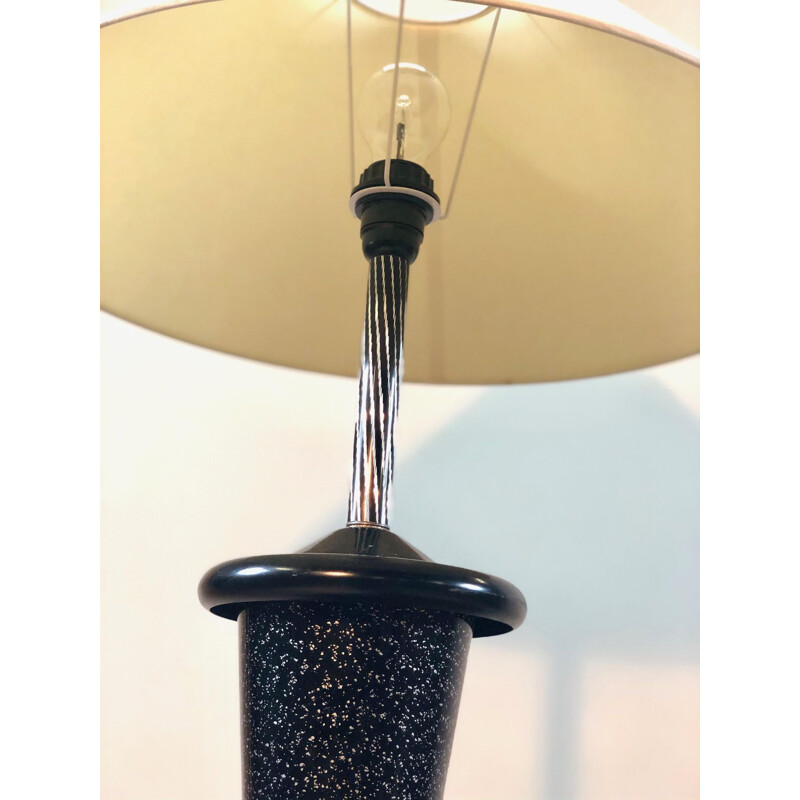  Lampe vintage italienne couleur noir moucheté blanc 1980 