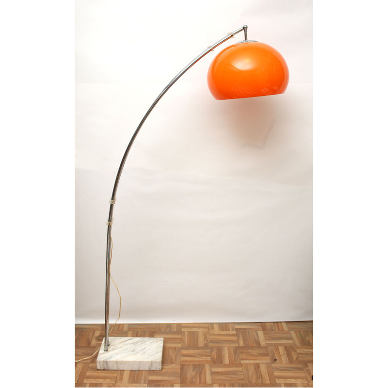 Floor lamp i chrome and marble 1970s 