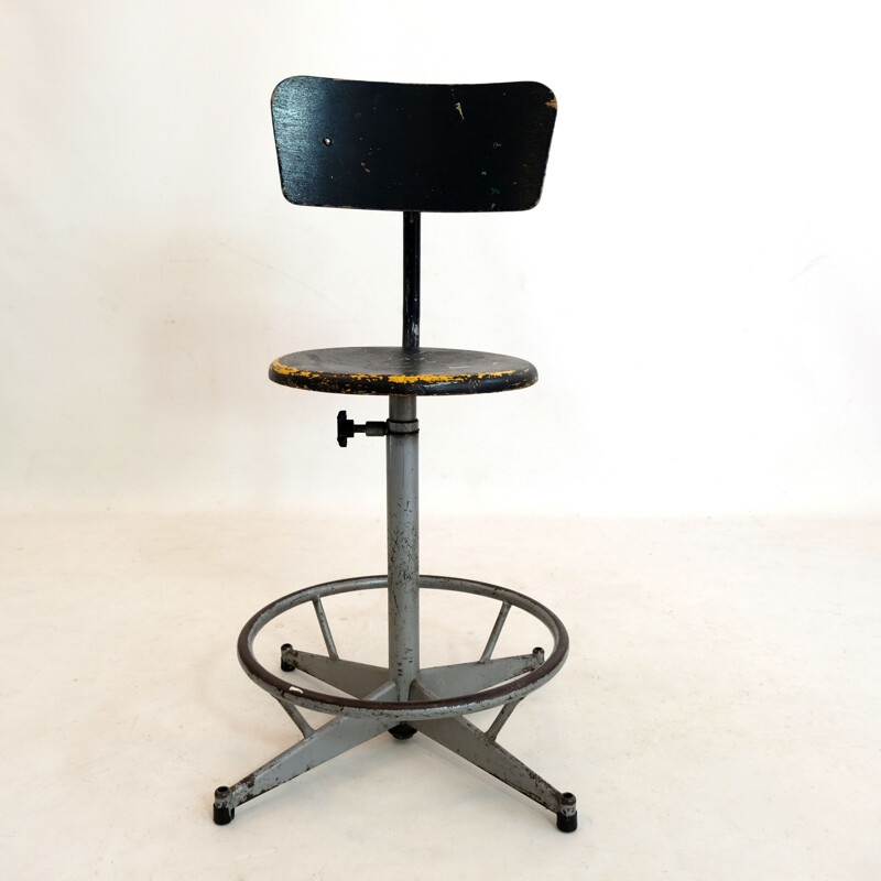 Vintage adjustable workshop chair, 1960-1970s