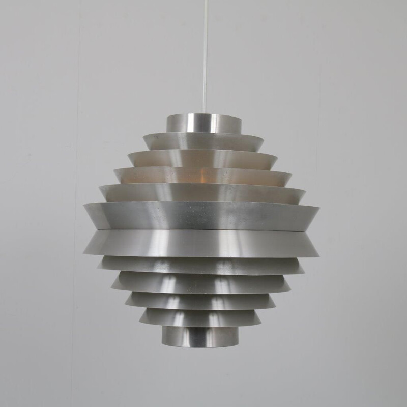 Large vintage aluminium hanging lamp by Raak, Netherlands, 1960s