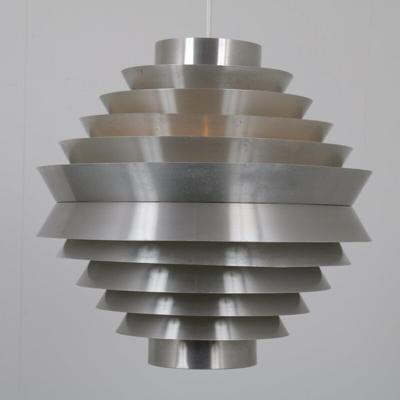 Large vintage aluminium hanging lamp by Raak, Netherlands, 1960s