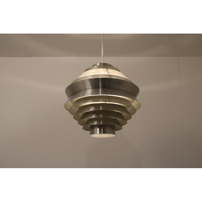 Large vintage aluminium hanging lamp by Raak, Netherlands, 1960s