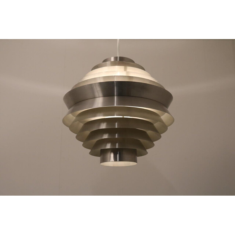 Large vintage aluminium hanging lamp by Raak, Netherlands, 1960s