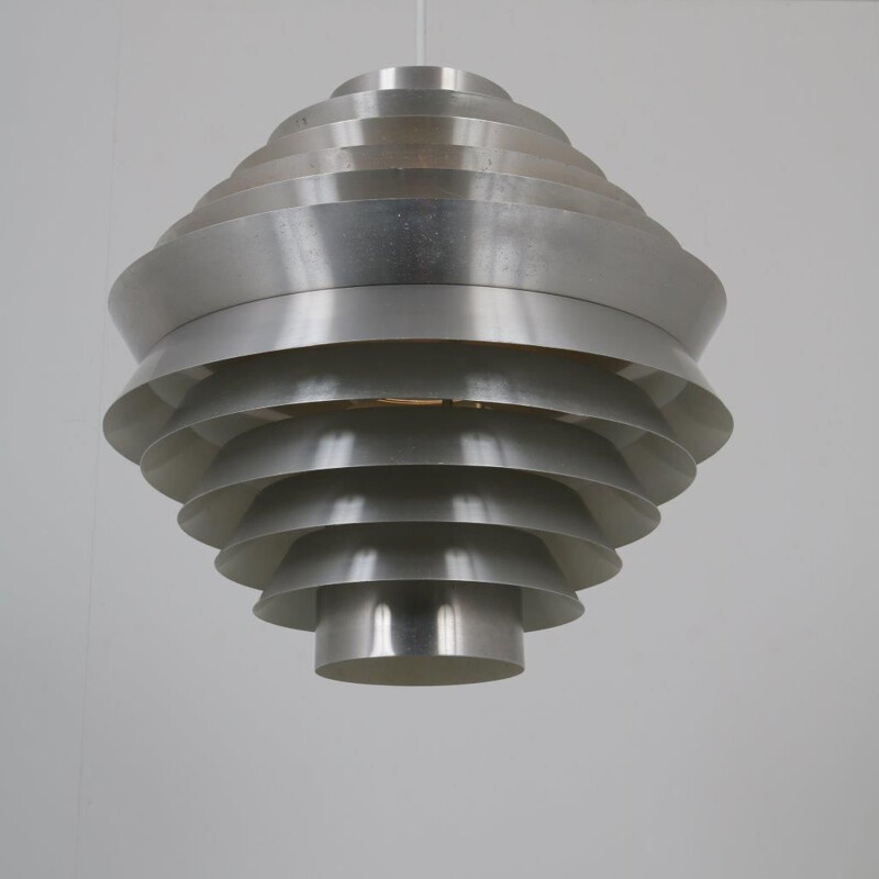 Large vintage aluminium hanging lamp by Raak, Netherlands, 1960s