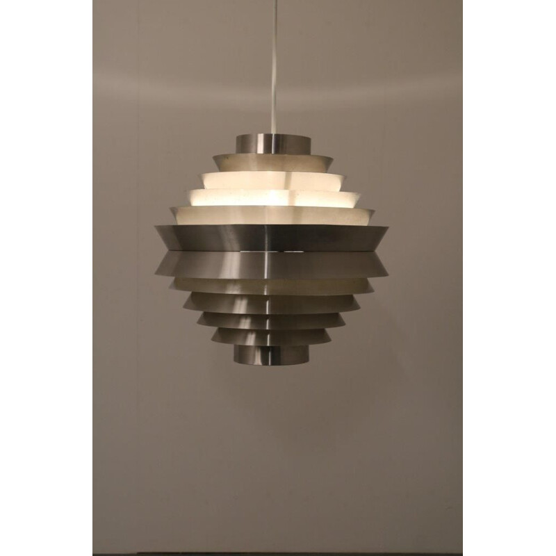 Large vintage aluminium hanging lamp by Raak, Netherlands, 1960s