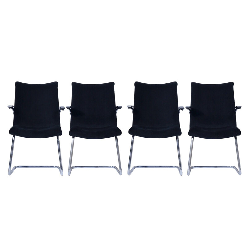 Set of 4 vintage Chairs 3014 by Toon De Wit for De Wit, 1950s